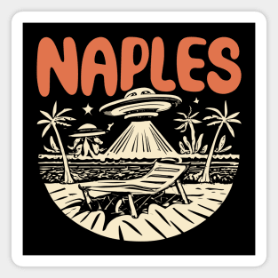 Naples Retro UFO Illustration - Quirky Space Art Magnet